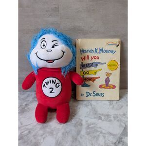 Dr Seuss Thing 2 Plush Marvin K Mooney Please Go Now Hardcover Book Bundle